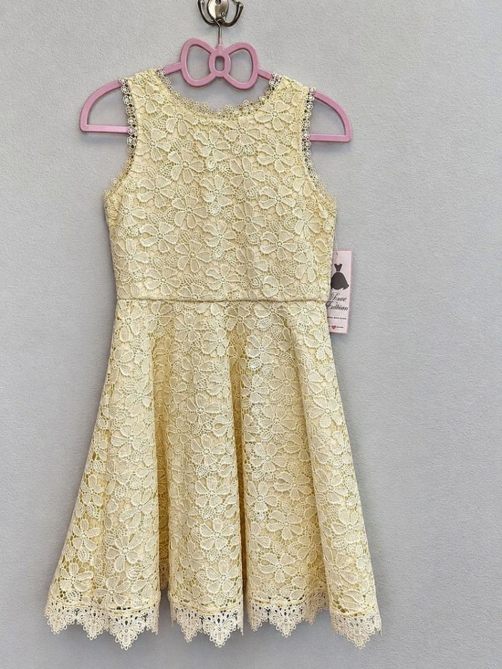 Rare Editions Kids Girl Crochet Lace Skater Dress Yellow Girls 16